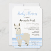 Uitnodiging voor Alpaca Blue Baby shower (Voorkant)