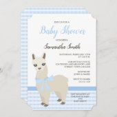 Uitnodiging voor Alpaca Blue Baby shower (Voorkant / Achterkant)