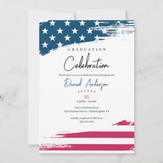 Uitnodiging voor American Flag Graduation Party (Voorkant)
