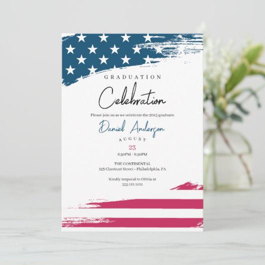 Uitnodiging voor American Flag Graduation Party (Staand voorkant)