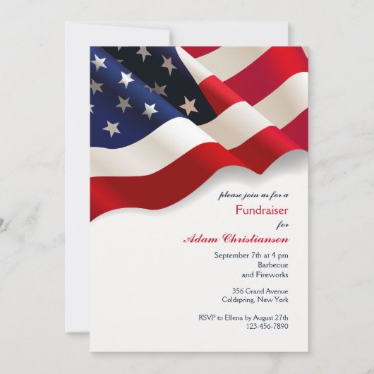 Uitnodiging voor American Flag Political Fundraise (Voorkant)