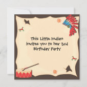 Uitnodiging voor American Indian Girl Birthday Par (Achterkant)