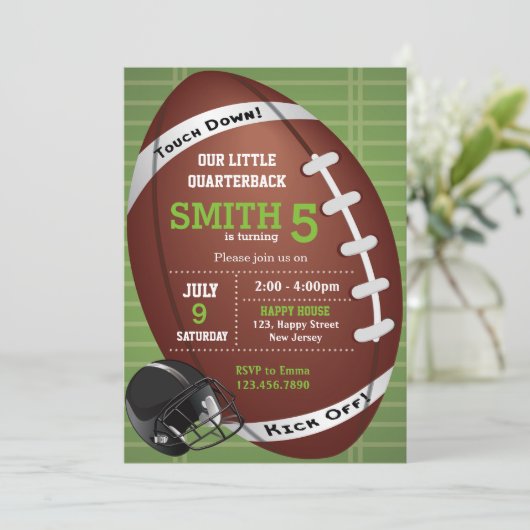 Uitnodiging voor Amerikaans Football (Staand voorkant)