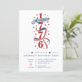Uitnodiging voor Amerika's verjaardagsfeest 1776 (Staand voorkant)