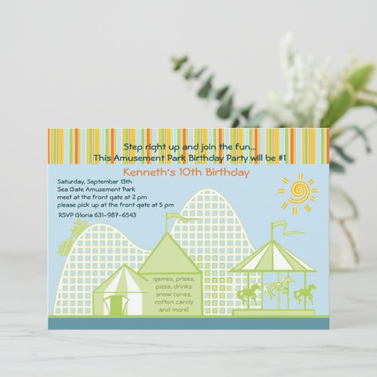 Uitnodiging voor Amusement Park (Staand voorkant)