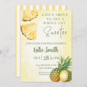 Uitnodiging voor ananas-themed douche in gele tint (Voorkant / Achterkant)