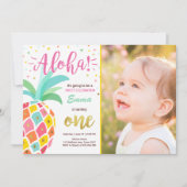 Uitnodiging voor ananas verjaardag Tropical Luau H (Voorkant)
