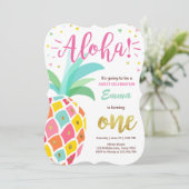 Uitnodiging voor ananas verjaardag Tropical Luau H (Staand voorkant)