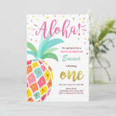 Uitnodiging voor ananas verjaardag Tropical Luau H (Staand voorkant)