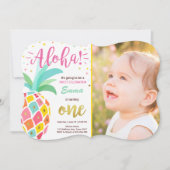 Uitnodiging voor ananas verjaardag Tropical Luau H (Voorkant)