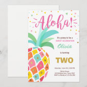 Uitnodiging voor ananas verjaardag Tropical Luau H (Voorkant / Achterkant)