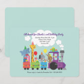 Uitnodiging voor Animal Birthday Train (Voorkant / Achterkant)