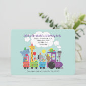 Uitnodiging voor Animal Birthday Train (Staand voorkant)