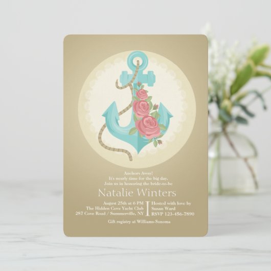 Uitnodiging voor anker en Rozen (Staand voorkant)