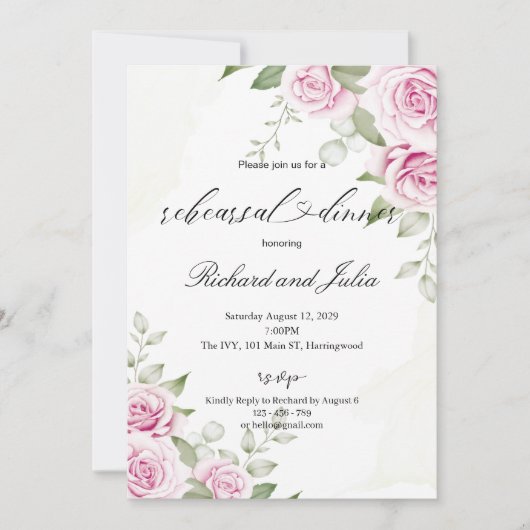 Uitnodiging voor ANNA Rehearsal Dinner / Zachte Ro (Voorkant)