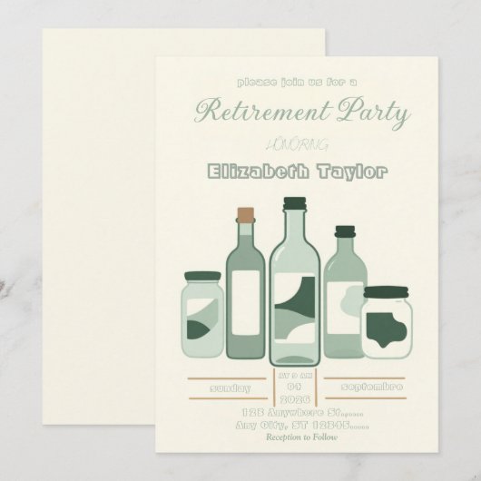 Uitnodiging voor apothekerspensioenfeest (Voorkant / Achterkant)