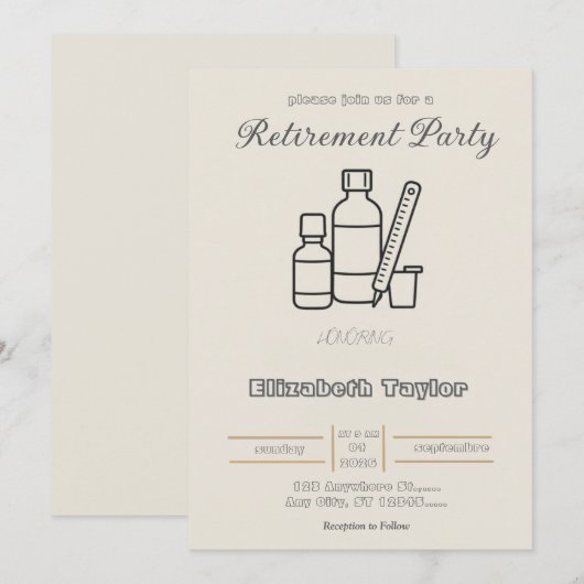 Uitnodiging voor apothekerspensioenfeest (Voorkant / Achterkant)