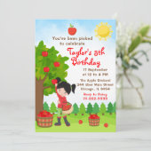 Uitnodiging voor appelpluk verjaardagsfeestje voor (Staand voorkant)