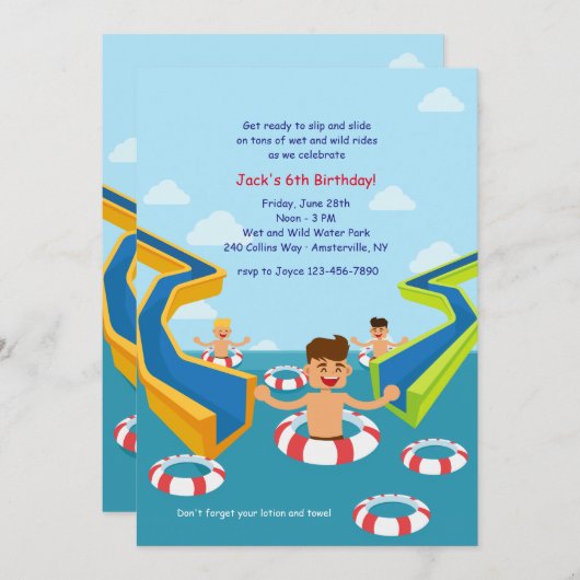 Uitnodiging voor Aqua Park (Voorkant / Achterkant)