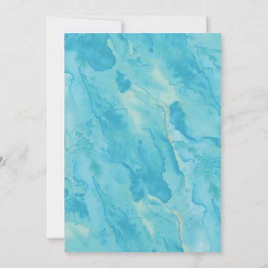 Uitnodiging voor Aqua Waterverf Baby shower (Achterkant)