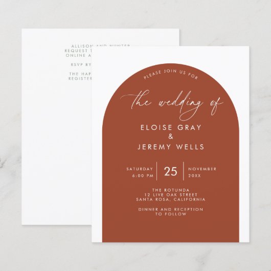 Uitnodiging voor Arch Wedding (Voorkant / Achterkant)