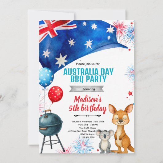 Uitnodiging voor Australia Day-feest (Voorkant)