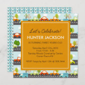 Uitnodiging voor auto's en vrachtwagens van Birthd (Voorkant / Achterkant)