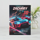 Uitnodiging voor autoverjaardag | Racing Invite (Staand voorkant)