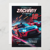 Uitnodiging voor autoverjaardag | Racing Invite (Voorkant / Achterkant)