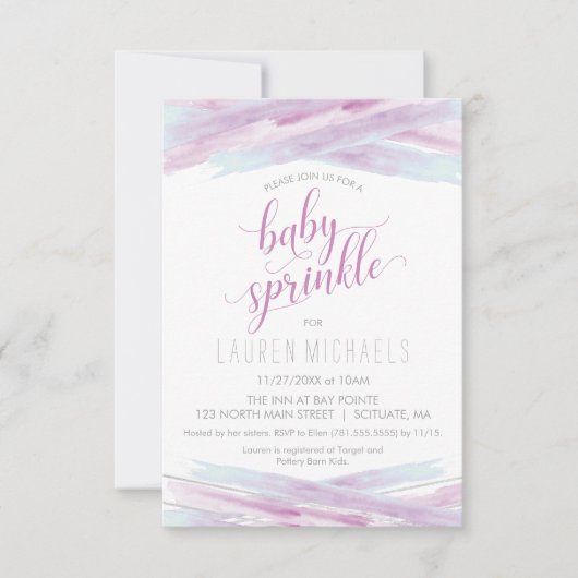 Uitnodiging voor baby - Aanpassen, Meisje, Roze (Voorkant)