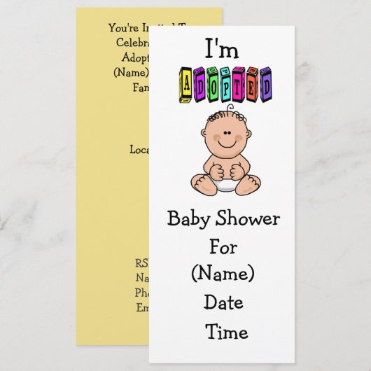 Uitnodiging voor baby-adoptietoestel - Kaukasus (Voorkant / Achterkant)