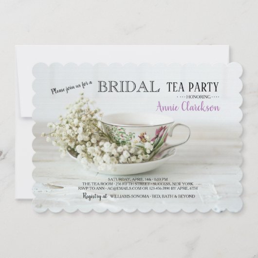 Uitnodiging voor baby Breath & Tea Cup (Voorkant)