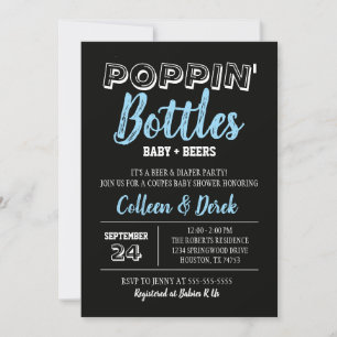 Uitnodiging voor baby- en bierschoeisel   Zwart-bl