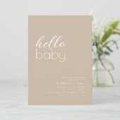 Uitnodiging voor baby feestje in beige template (Staand voorkant)