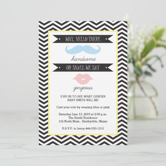 Uitnodiging voor baby geslacht onthulling feest (Staand voorkant)