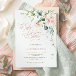 Uitnodiging voor baby in Bloom Blush Bloemen Baby