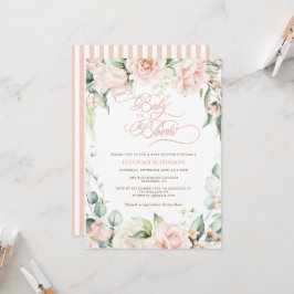 Uitnodiging voor baby in Bloom Blush bloemen baby
