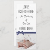 Uitnodiging voor baby-jongen met persoonlijke kers (Voorkant / Achterkant)