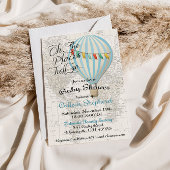 Uitnodiging voor baby jongen shower met hete lucht