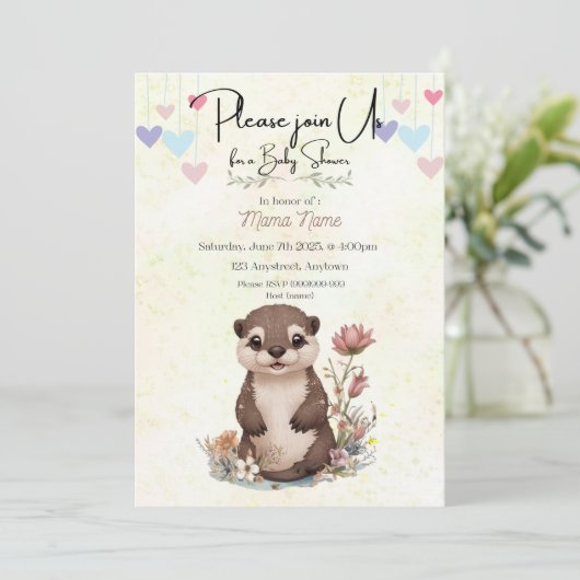 uitnodiging voor baby otterdouche (Staand voorkant)