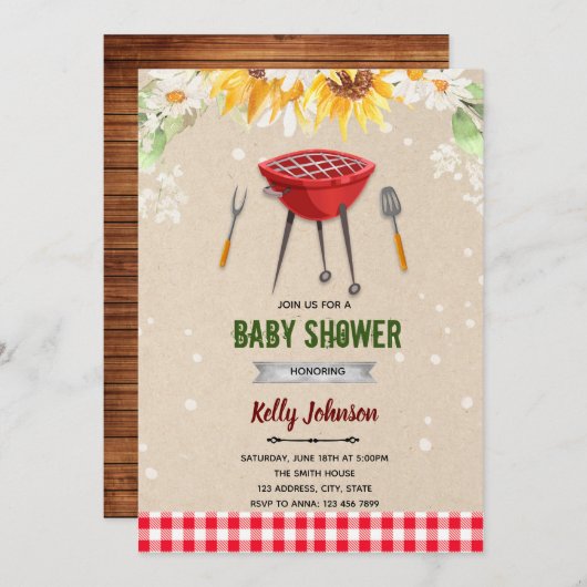 Uitnodiging voor baby Q-shower (Voorkant / Achterkant)
