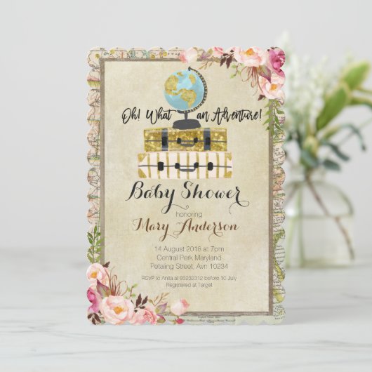 Uitnodiging voor  Baby shower (Staand voorkant)