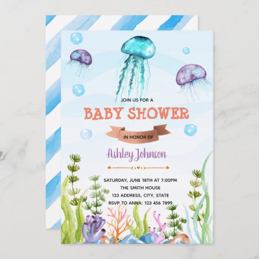 Uitnodiging voor baby shower (Voorkant / Achterkant)