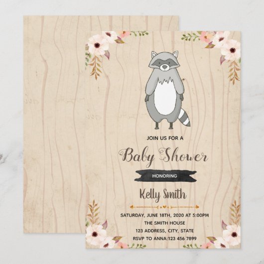 Uitnodiging voor baby shower (Voorkant / Achterkant)