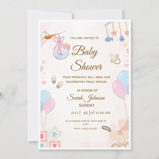 Uitnodiging voor baby shower (Voorkant)