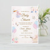 Uitnodiging voor baby shower (Staand voorkant)