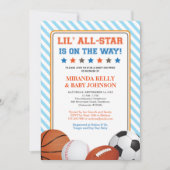Uitnodiging voor Baby shower, All Star Sports (Voorkant)