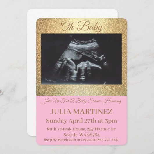 Uitnodiging voor baby shower - Baby Sonogram (Voorkant / Achterkant)