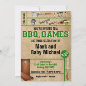 Uitnodiging voor Baby shower BBQ & Games Dads (Voorkant)
