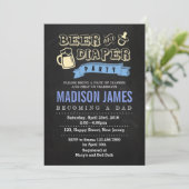 Uitnodiging voor baby shower. Bier en luier (Staand voorkant)